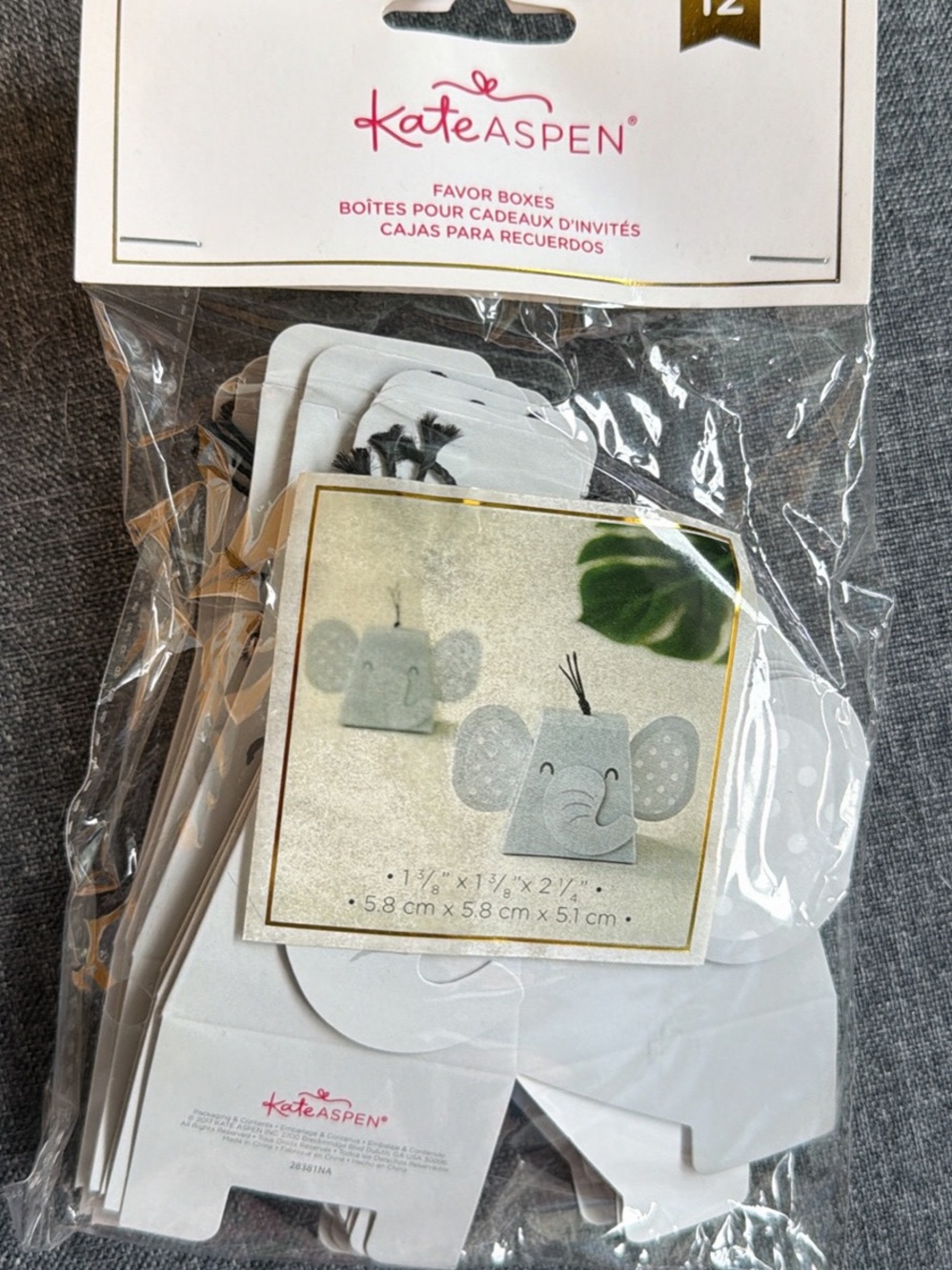 Kate Aspen White Elephant Favor Boxes with Black Tassel